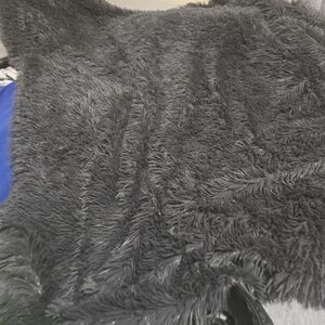 Martha Stewart Plush Faux Fur Accent Pillow Cover in Charcoal Gray